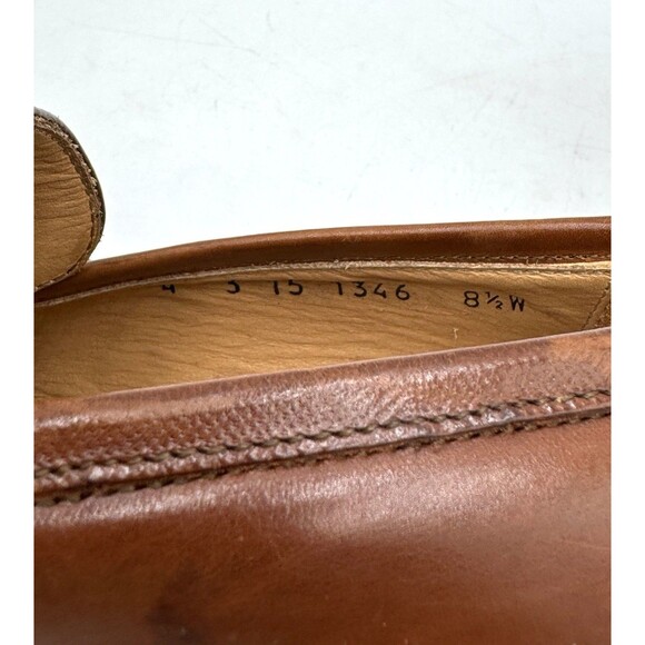 Johnston & Murphy Horner Tassel Loafers Saddle Tan 8 1/2 W Handcrafted in Italy - Picture 8 of 12
